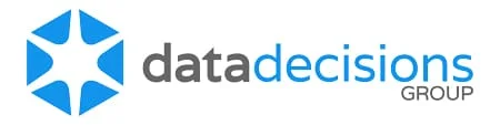 The logo of Data Decisions Group, featuring a blue geometric star icon alongside the company name, representing data-driven insights and innovative solutions.